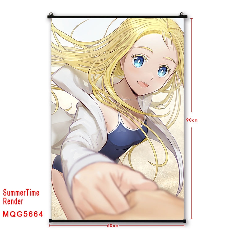 summer time rendering  Anime black Plastic rod Cloth painting Wall Scroll 60X90CM  MQG-5664