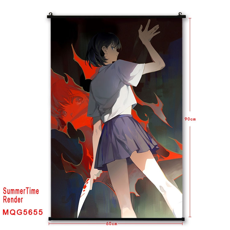 summer time rendering  Anime black Plastic rod Cloth painting Wall Scroll 60X90CM  MQG-5655