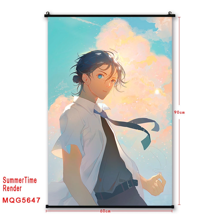 summer time rendering  Anime black Plastic rod Cloth painting Wall Scroll 60X90CM  MQG-5647