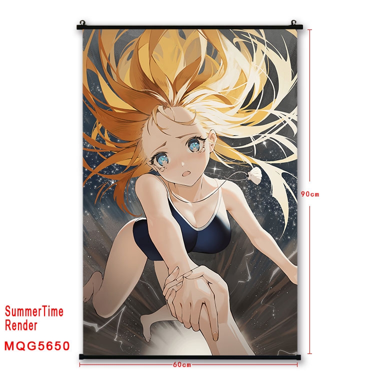 summer time rendering  Anime black Plastic rod Cloth painting Wall Scroll 60X90CM MQG-5650