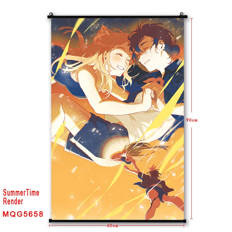 summer time rendering  Anime black Plastic rod Cloth painting Wall Scroll 60X90CM  MQG-5658