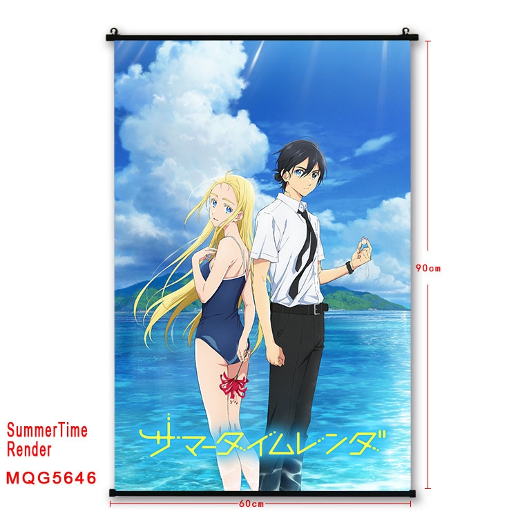 summer time rendering  Anime black Plastic rod Cloth painting Wall Scroll 60X90CM  MQG-5646