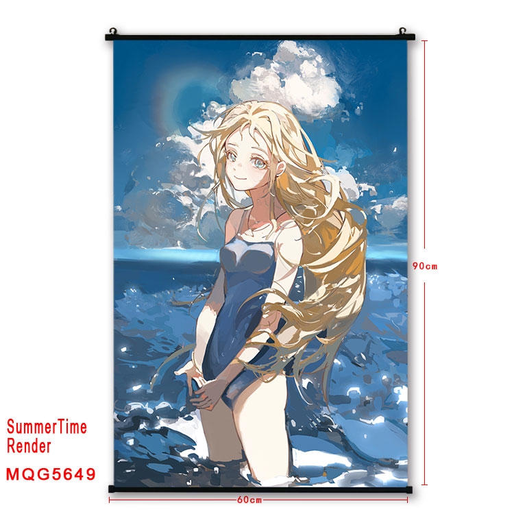 summer time rendering  Anime black Plastic rod Cloth painting Wall Scroll 60X90CM  MQG-5649