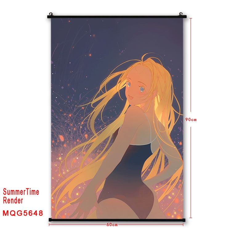 summer time rendering  Anime black Plastic rod Cloth painting Wall Scroll 60X90CM  MQG-5648