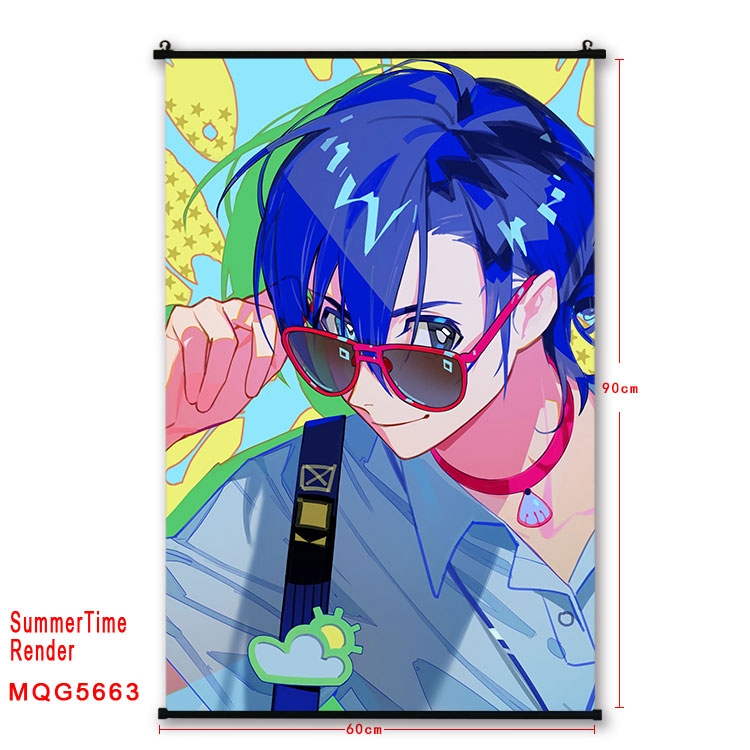 summer time rendering  Anime black Plastic rod Cloth painting Wall Scroll 60X90CM  MQG-5663