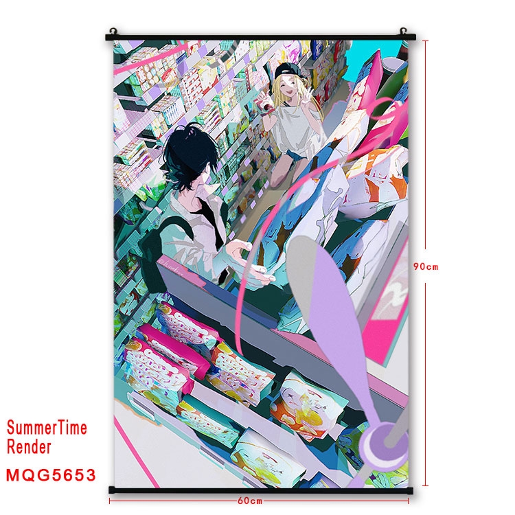 summer time rendering  Anime black Plastic rod Cloth painting Wall Scroll 60X90CM  MQG-5653