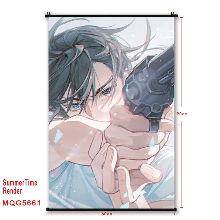 summer time rendering  Anime black Plastic rod Cloth painting Wall Scroll 60X90CM MQG-5661