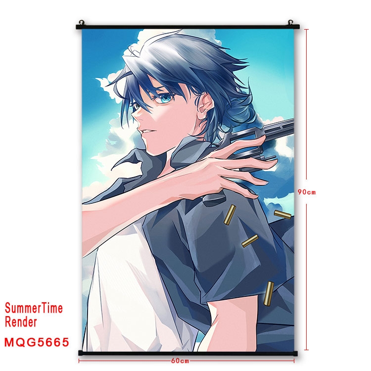 summer time rendering  Anime black Plastic rod Cloth painting Wall Scroll 60X90CM MQG-5665