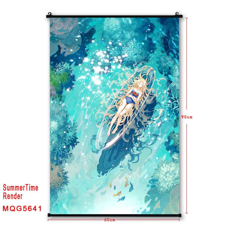 summer time rendering  Anime black Plastic rod Cloth painting Wall Scroll 60X90CM  MQG-5641