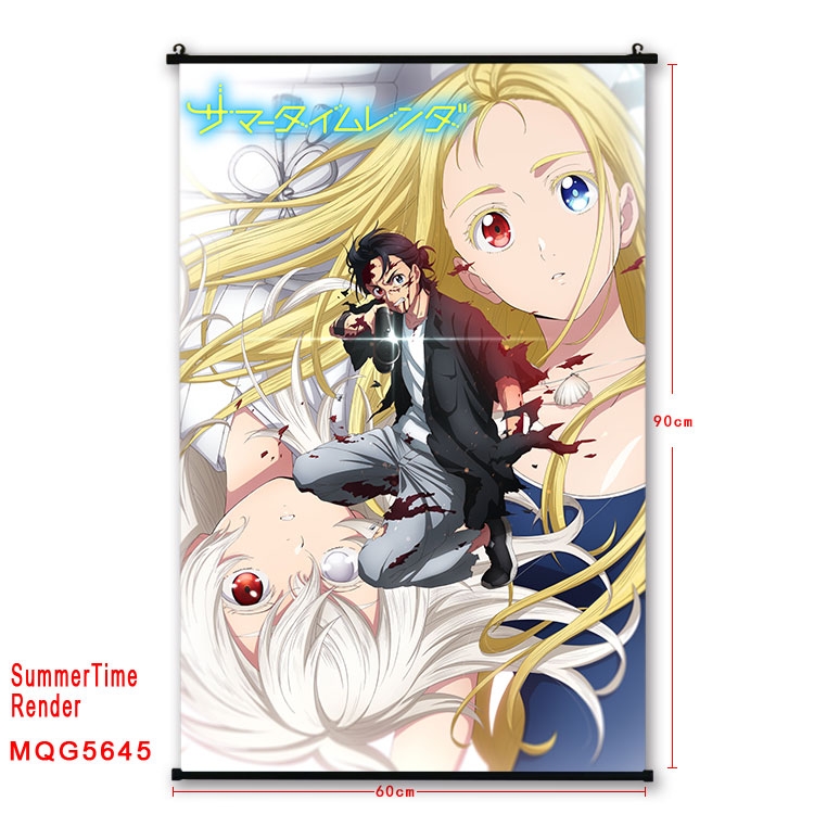 summer time rendering  Anime black Plastic rod Cloth painting Wall Scroll 60X90CM MQG-5645