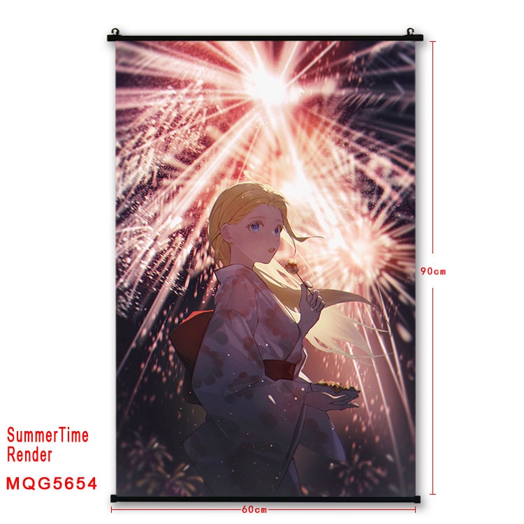 summer time rendering  Anime black Plastic rod Cloth painting Wall Scroll 60X90CM  MQG-5654