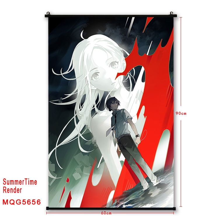 summer time rendering  Anime black Plastic rod Cloth painting Wall Scroll 60X90CM  MQG-5656