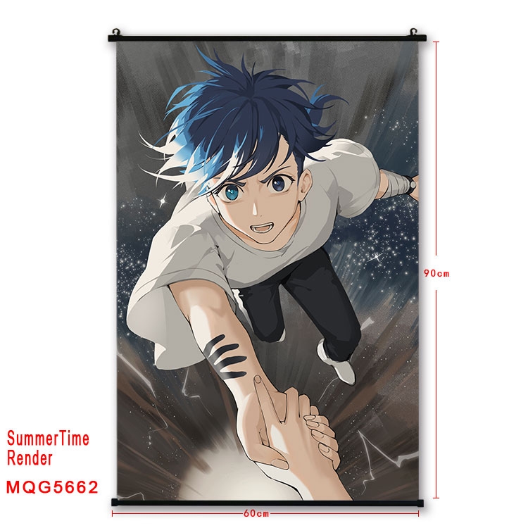 summer time rendering  Anime black Plastic rod Cloth painting Wall Scroll 60X90CM  MQG-5662