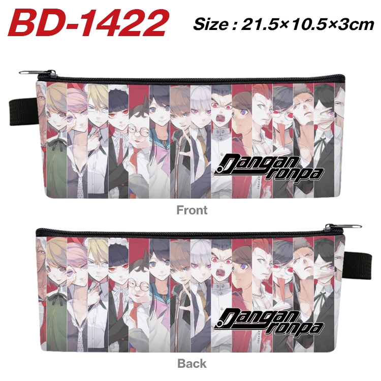 Dangan-Ronpa Anime Peripheral PU Leather Zipper Pencil Case Stationery Box 21.5X10.5X3CM BD-1422