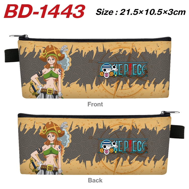 One Piece Anime PU Leather Zipper Pencil Case Stationery Box 21.5X10.5X3CM BD-1443