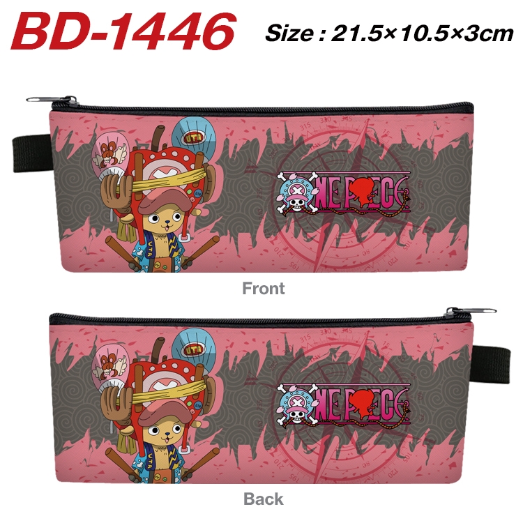 One Piece Anime PU Leather Zipper Pencil Case Stationery Box 21.5X10.5X3CM BD-1446
