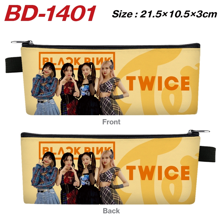 BLACKPINK Anime PU Leather Zipper Pencil Case Stationery Box 21.5X10.5X3CM BD-1401