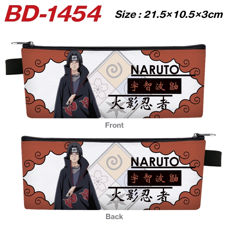 Naruto Anime PU Leather Zipper Pencil Case Stationery Box 21.5X10.5X3CM BD-1454