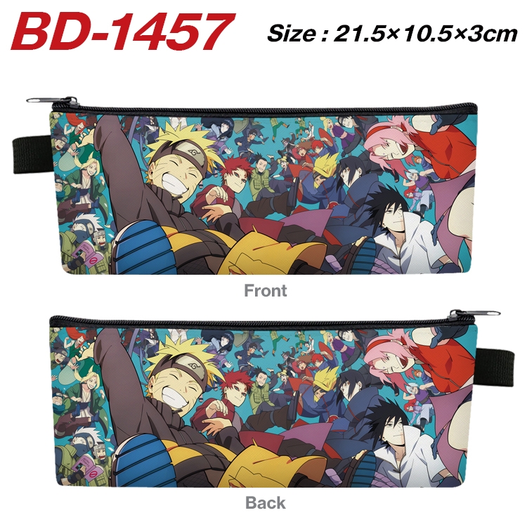 Naruto Anime PU Leather Zipper Pencil Case Stationery Box 21.5X10.5X3CM BD-1457