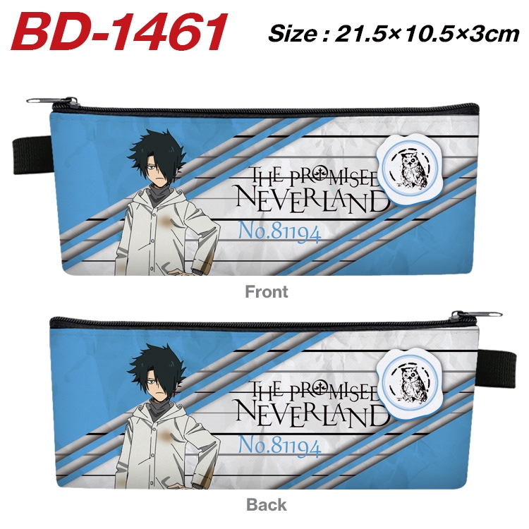 The Promised Neverla Anime PU Leather Zipper Pencil Case Stationery Box 21.5X10.5X3CM BD-1461