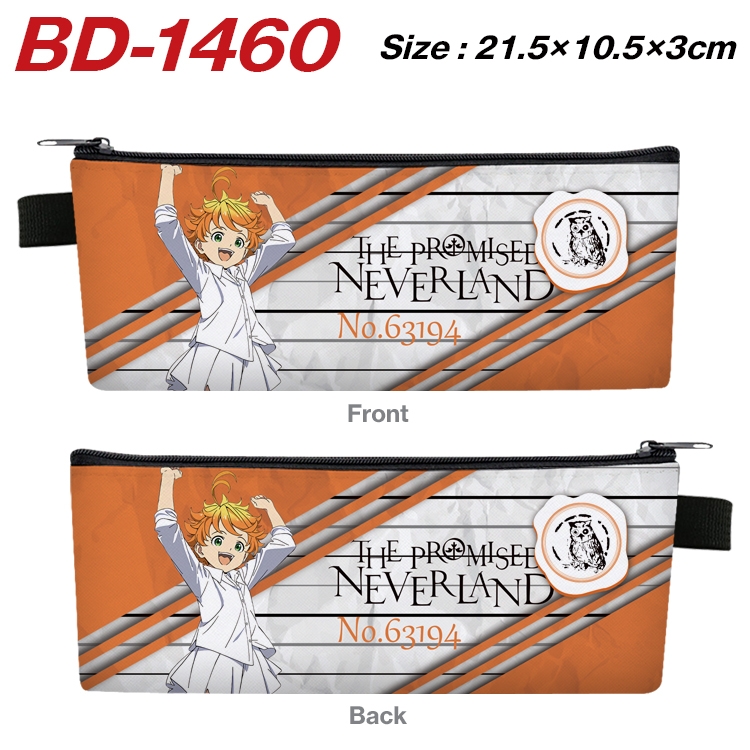 The Promised Neverla Anime PU Leather Zipper Pencil Case Stationery Box 21.5X10.5X3CM BD-1460