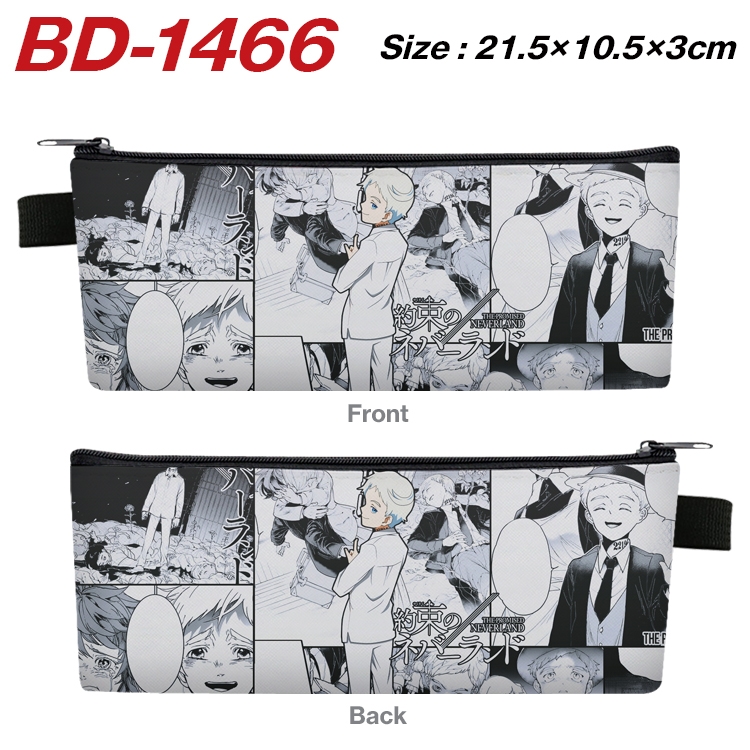 The Promised Neverla Anime PU Leather Zipper Pencil Case Stationery Box 21.5X10.5X3CM BD-1466