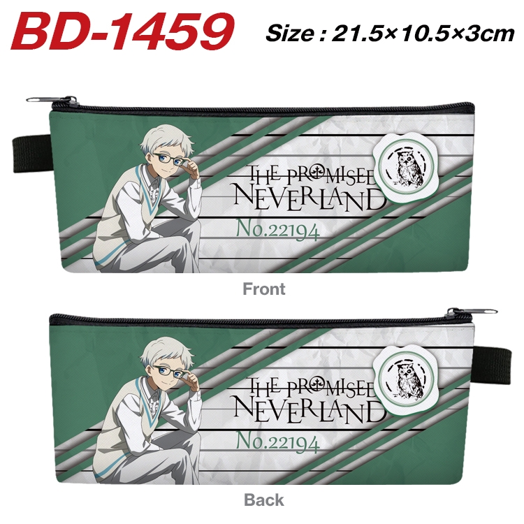 The Promised Neverla Anime PU Leather Zipper Pencil Case Stationery Box 21.5X10.5X3CM BD-1459
