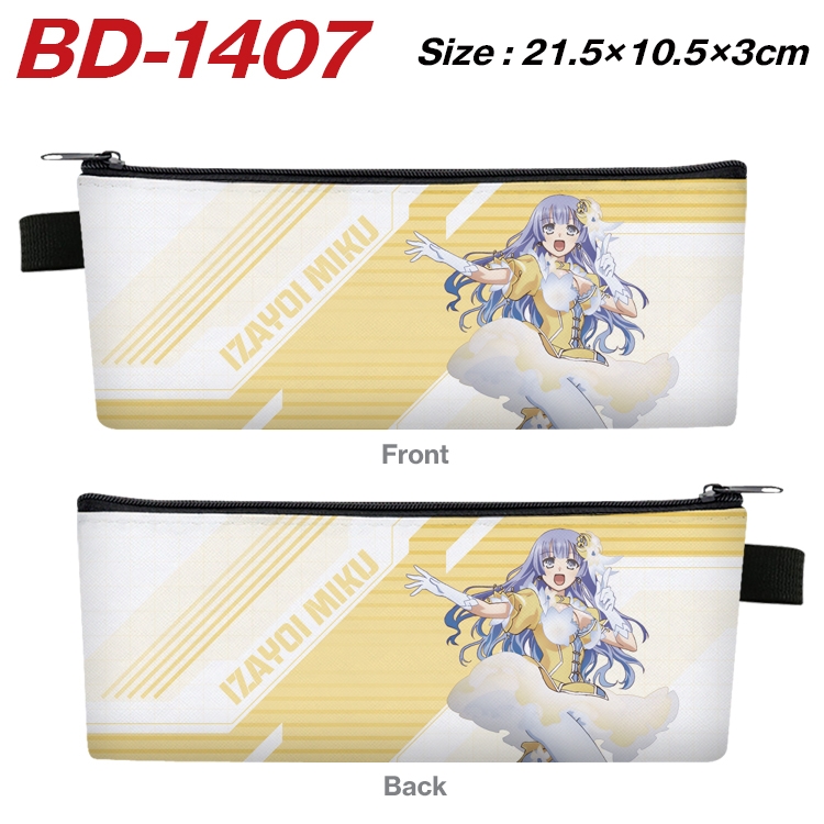 Date-A-Live Anime PU Leather Zipper Pencil Case Stationery Box 21.5X10.5X3CM BD-1407
