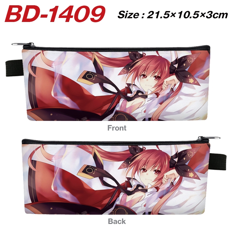 Date-A-Live Anime PU Leather Zipper Pencil Case Stationery Box 21.5X10.5X3CM BD-1409