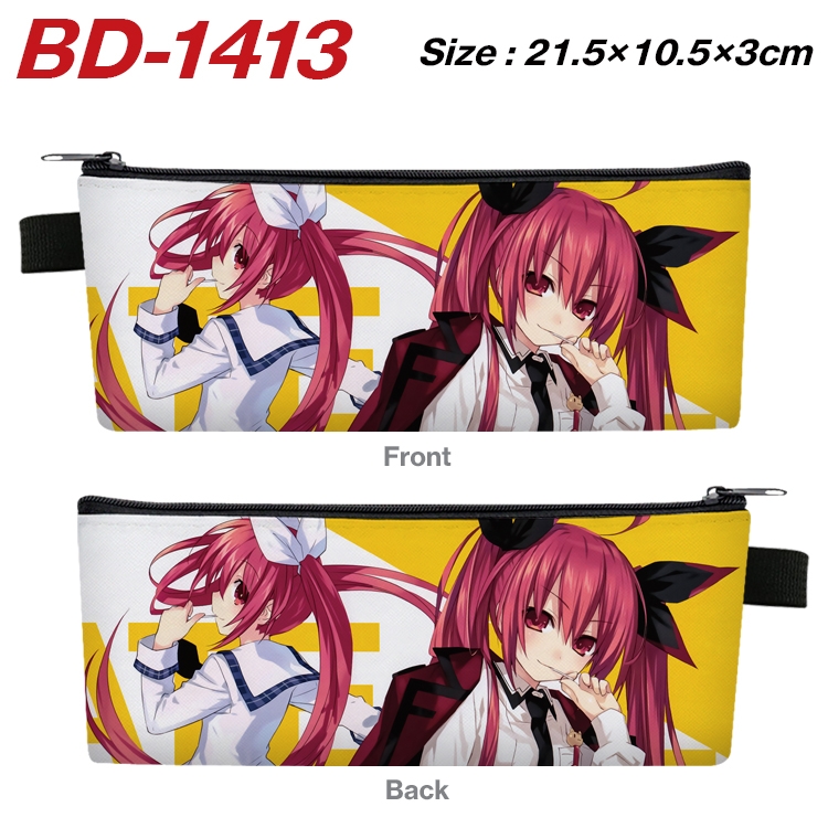 Date-A-Live Anime PU Leather Zipper Pencil Case Stationery Box 21.5X10.5X3CM BD-1413