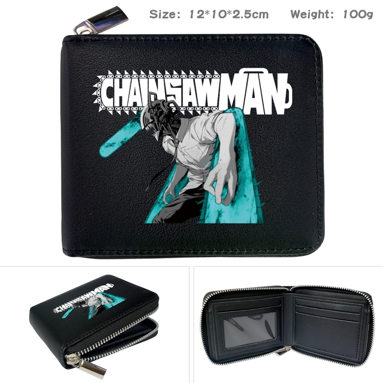 chainsaw man  Anime Full Color Short All Inclusive Zipper Wallet 10x12x2.5cm