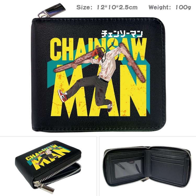 chainsaw man  Anime Full Color Short All Inclusive Zipper Wallet 10x12x2.5cm