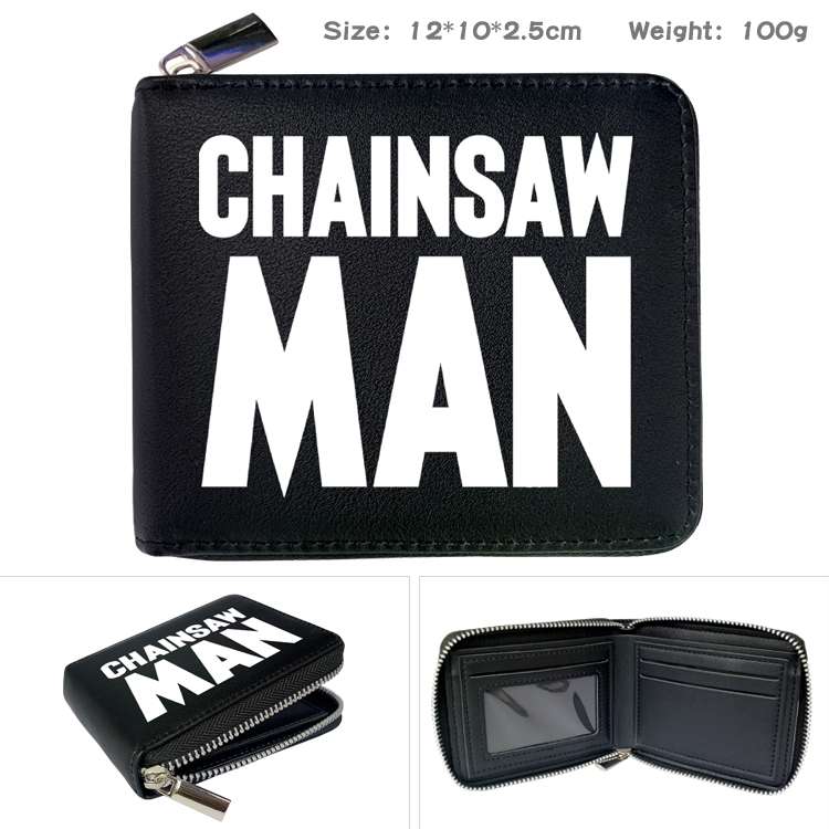 chainsaw man  Anime Full Color Short All Inclusive Zipper Wallet 10x12x2.5cm