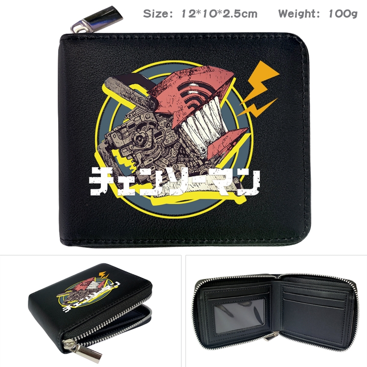 chainsaw man  Anime Full Color Short All Inclusive Zipper Wallet 10x12x2.5cm