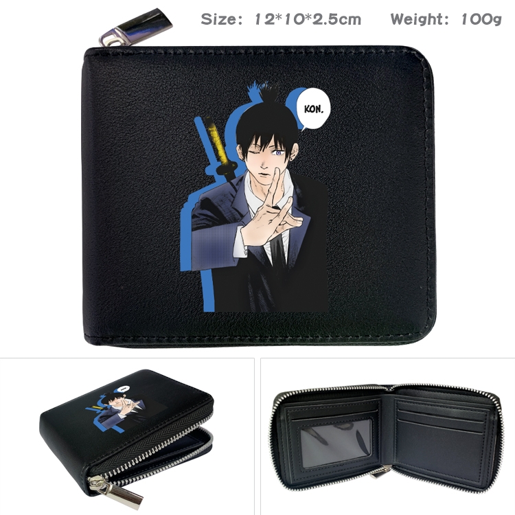 chainsaw man  Anime Full Color Short All Inclusive Zipper Wallet 10x12x2.5cm