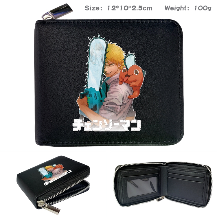 chainsaw man  Anime Full Color Short All Inclusive Zipper Wallet 10x12x2.5cm