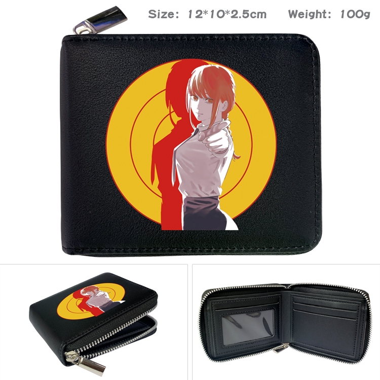 chainsaw man  Anime Full Color Short All Inclusive Zipper Wallet 10x12x2.5cm