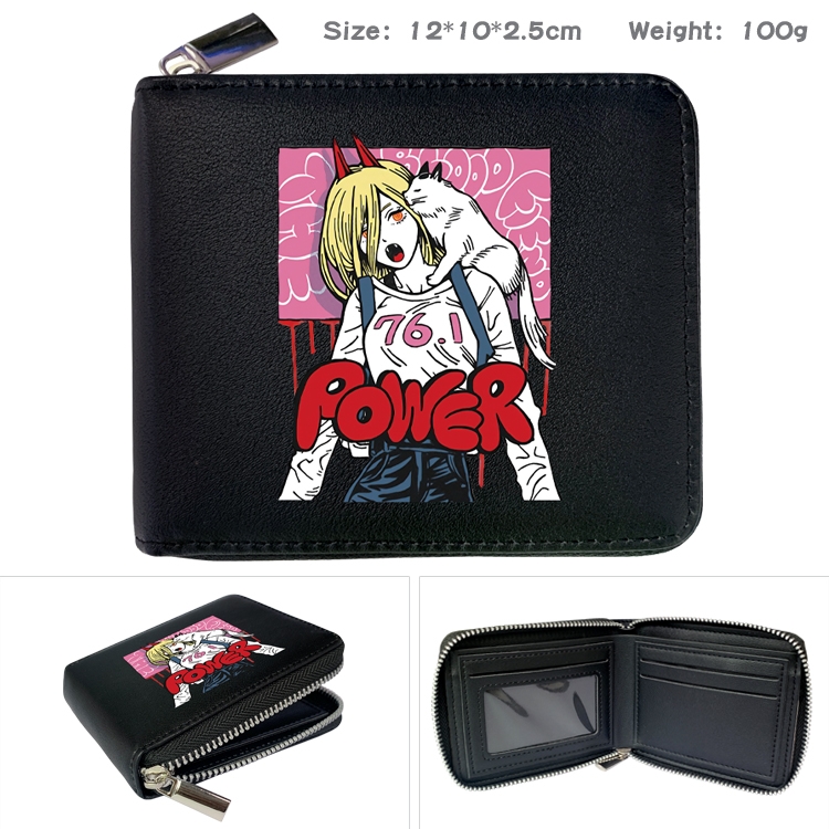 chainsaw man  Anime Full Color Short All Inclusive Zipper Wallet 10x12x2.5cm