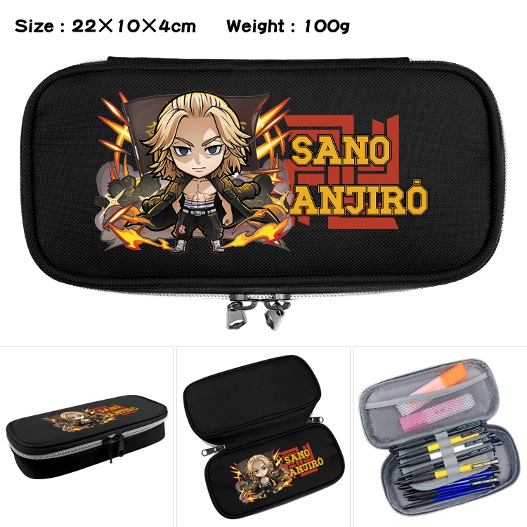 Tokyo Revengers Anime Waterproof canvas zipper clamshell pencil case pencil case 22x10x4cm