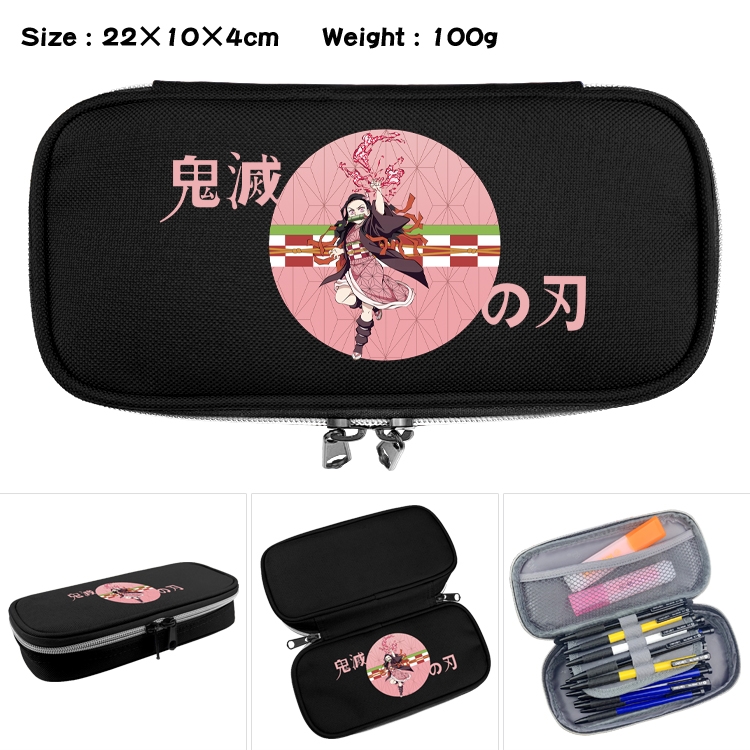 Demon Slayer Kimets Anime Waterproof canvas zipper clamshell pencil case pencil case 22x10x4cm