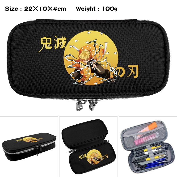 Demon Slayer Kimets Anime Waterproof canvas zipper clamshell pencil case pencil case 22x10x4cm