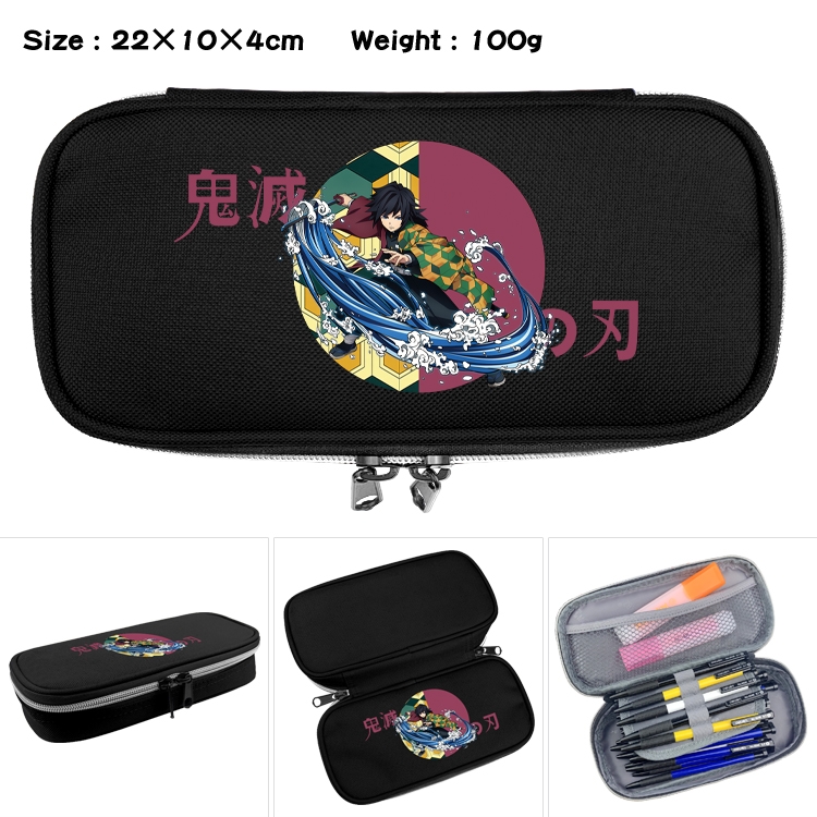 Demon Slayer Kimets Anime Waterproof canvas zipper clamshell pencil case pencil case 22x10x4cm