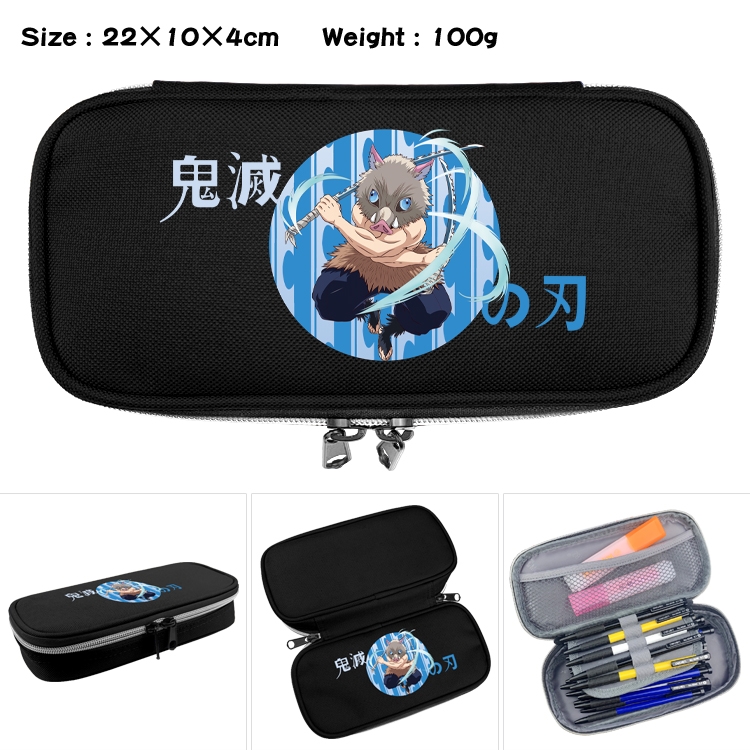 Demon Slayer Kimets Anime Waterproof canvas zipper clamshell pencil case pencil case 22x10x4cm