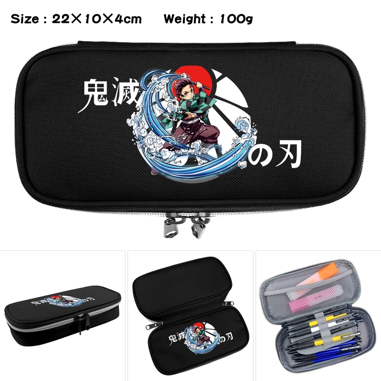 Demon Slayer Kimets Anime Waterproof canvas zipper clamshell pencil case pencil case 22x10x4cm