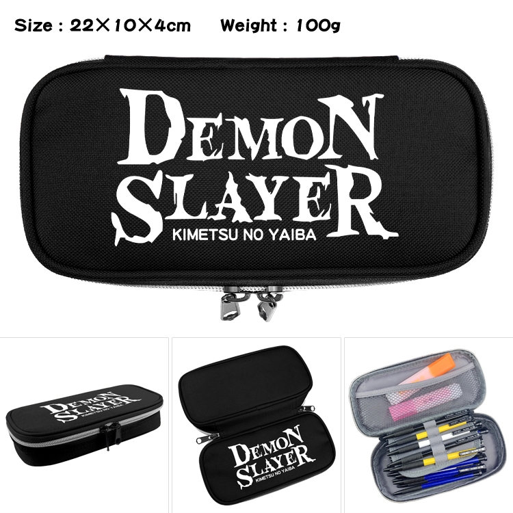 Demon Slayer Kimets Anime Waterproof canvas zipper clamshell pencil case pencil case 22x10x4cm