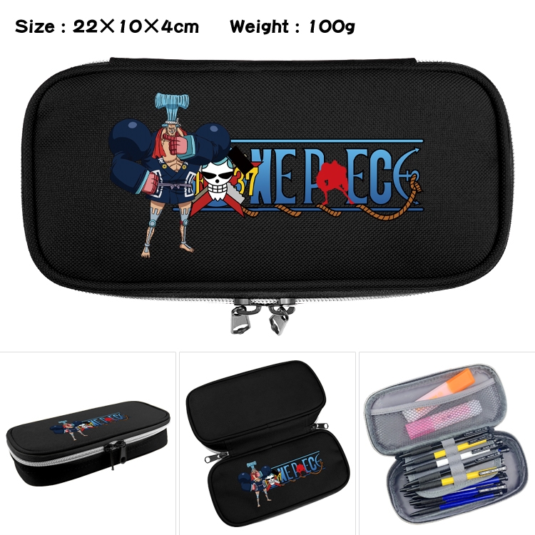 One Piece Anime Waterproof canvas zipper clamshell pencil case pencil case 22x10x4cm