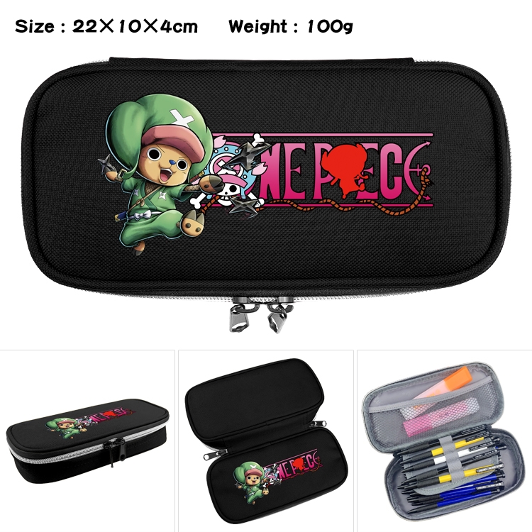 One Piece Anime Waterproof canvas zipper clamshell pencil case pencil case 22x10x4cm