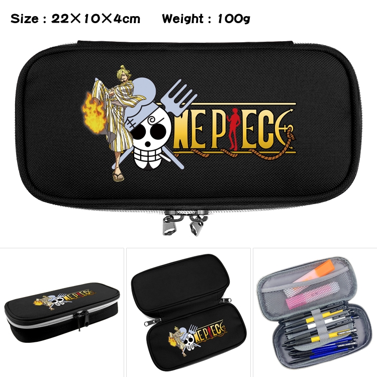 One Piece Anime Waterproof canvas zipper clamshell pencil case pencil case 22x10x4cm