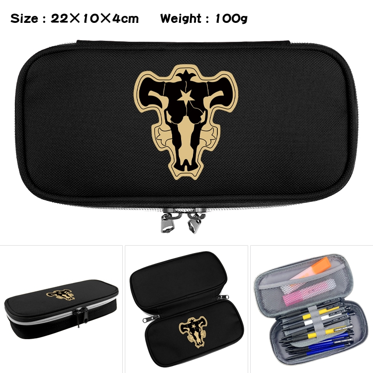 black clover Anime Waterproof canvas zipper clamshell pencil case pencil case 22x10x4cm