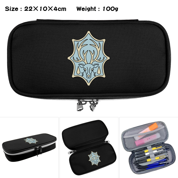 black clover Anime Waterproof canvas zipper clamshell pencil case pencil case 22x10x4cm